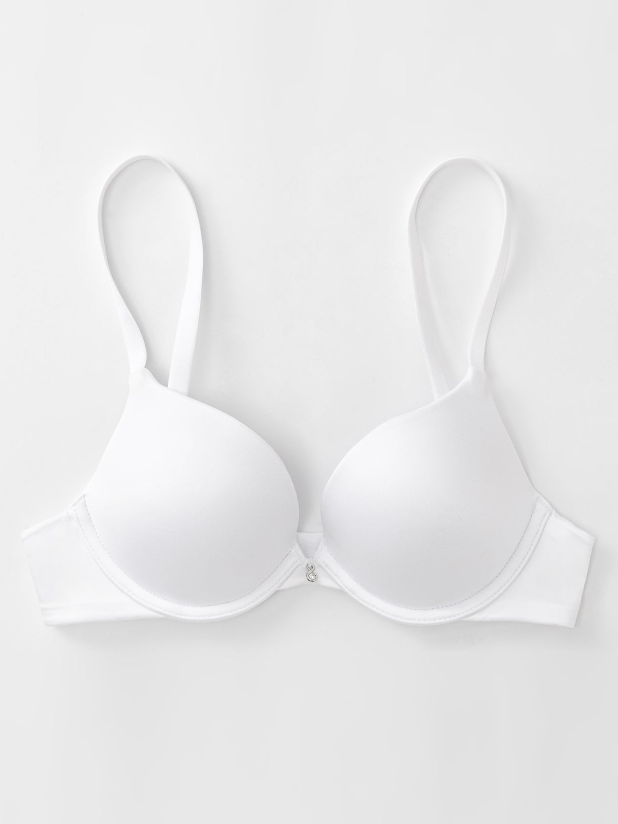 Lightly Padded Plunge Everyday Basic Underwire Push Up Bra White