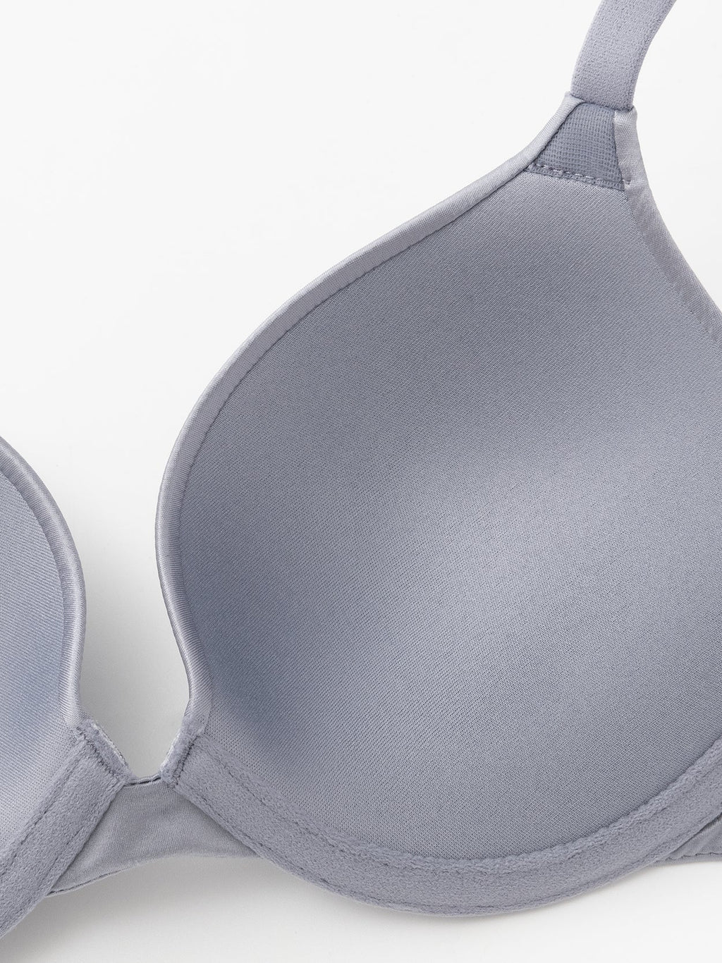 Lightly Padded Plunge Everyday Basic Underwire Bra Grey