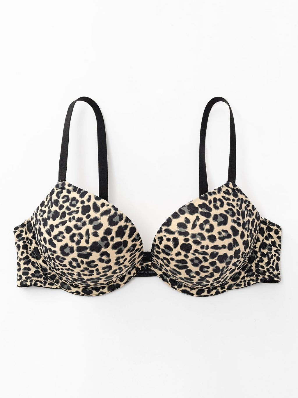 Push Up Deep V Plunge Underwire T-Shirt Bra Leopard Print