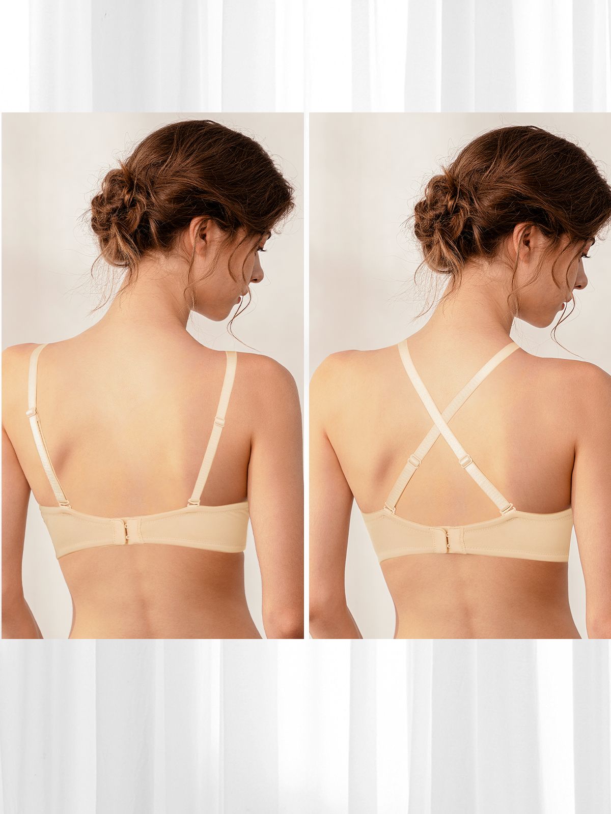 Push Up Deep V Plunge Underwire T-Shirt Bra Nude