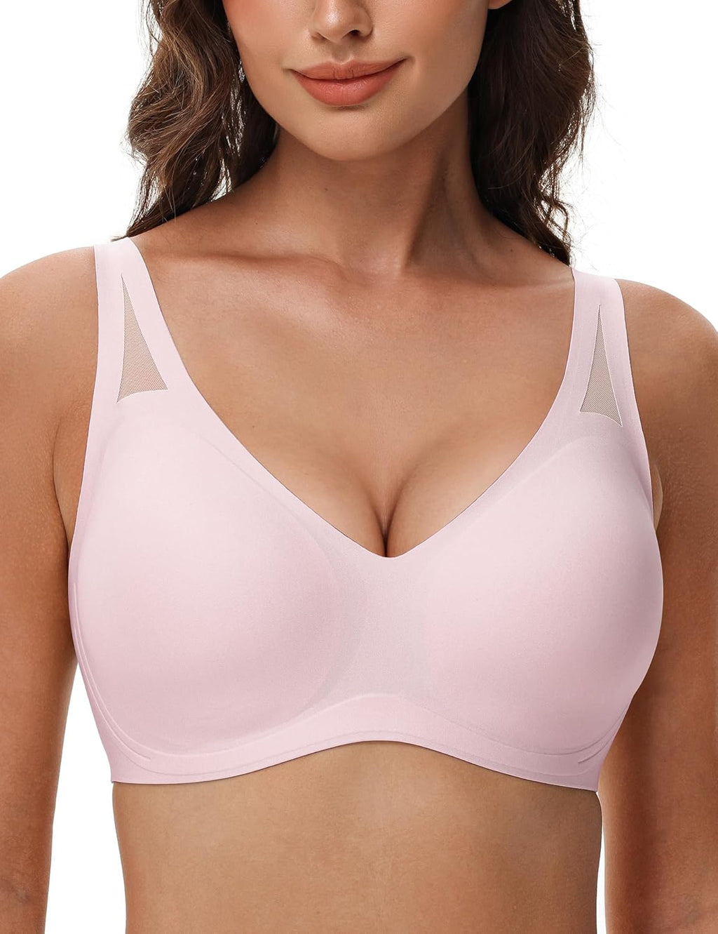 Seamless Wireless V-Neck Bra Light Pink
