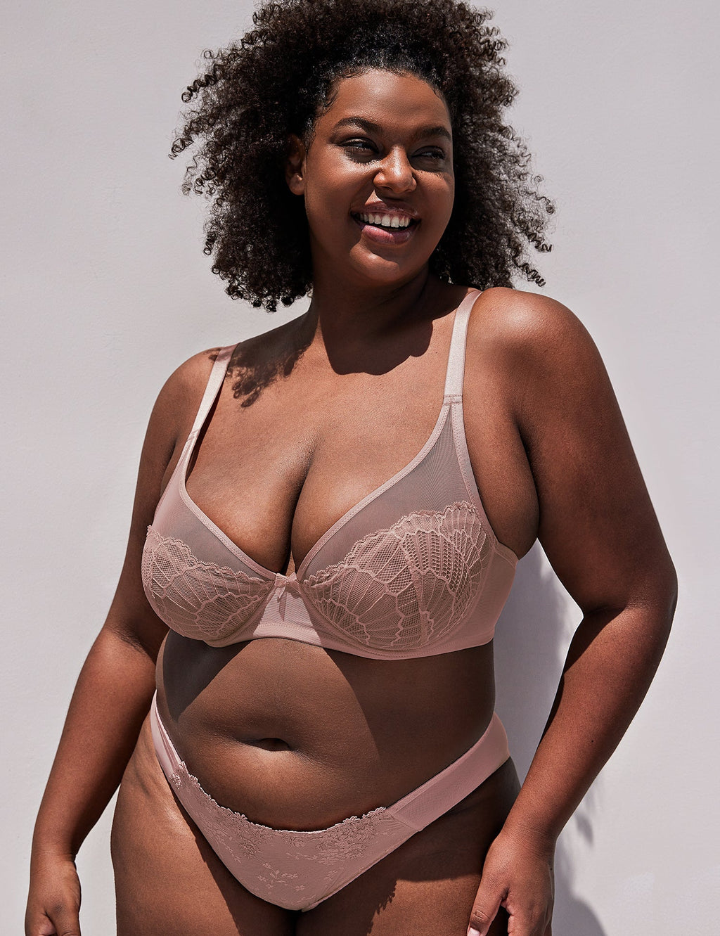 Sheer Lace Underwire Unlined Mesh & Adjustable Straps Bra Rose Pink