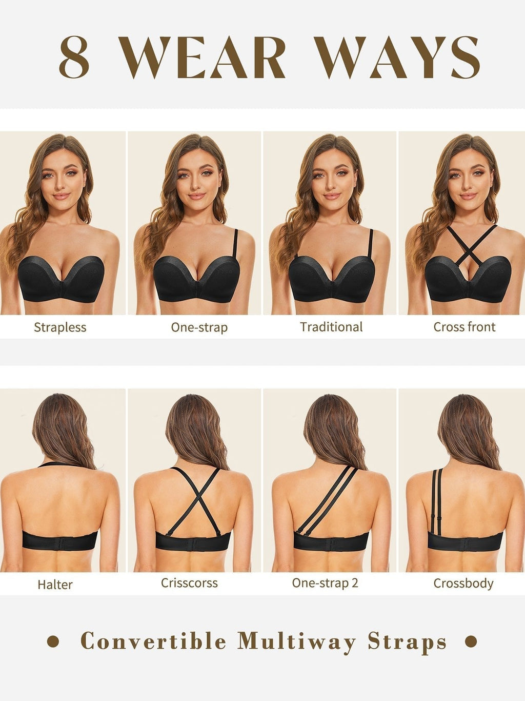 Strapless Wirefree Multiway Push Up Bra Black