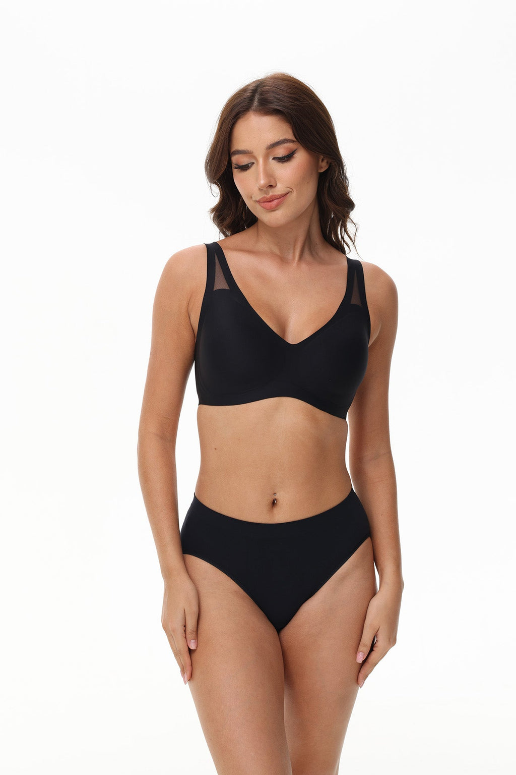 Push-Up Bra with V Neck and Pad Insert | Wireless Support T Shirt Bra for Everyday Comfort