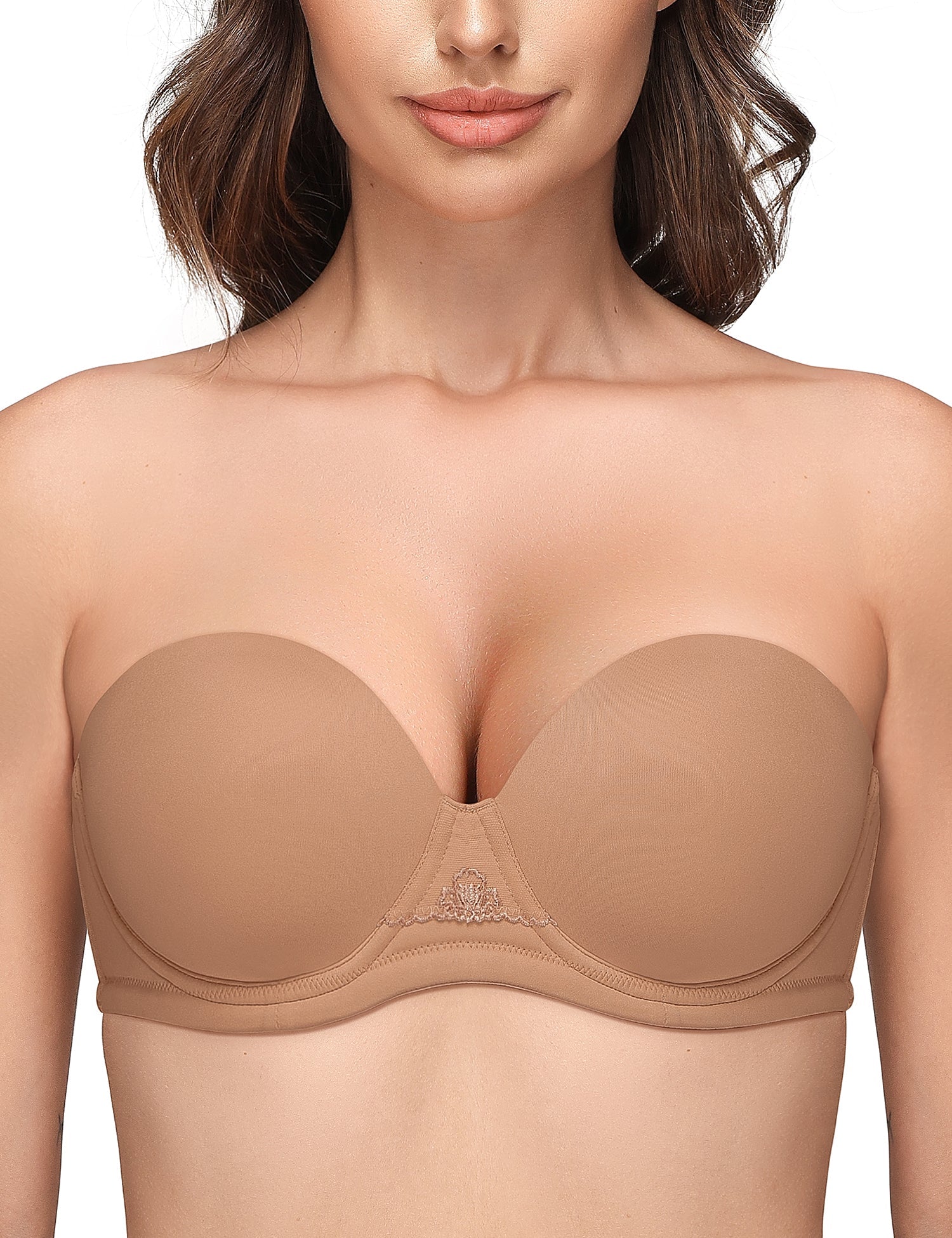 Wingslove Women's Strapless Full Figure Bra Underwire Multiway Contour Plus Size Bra Nude