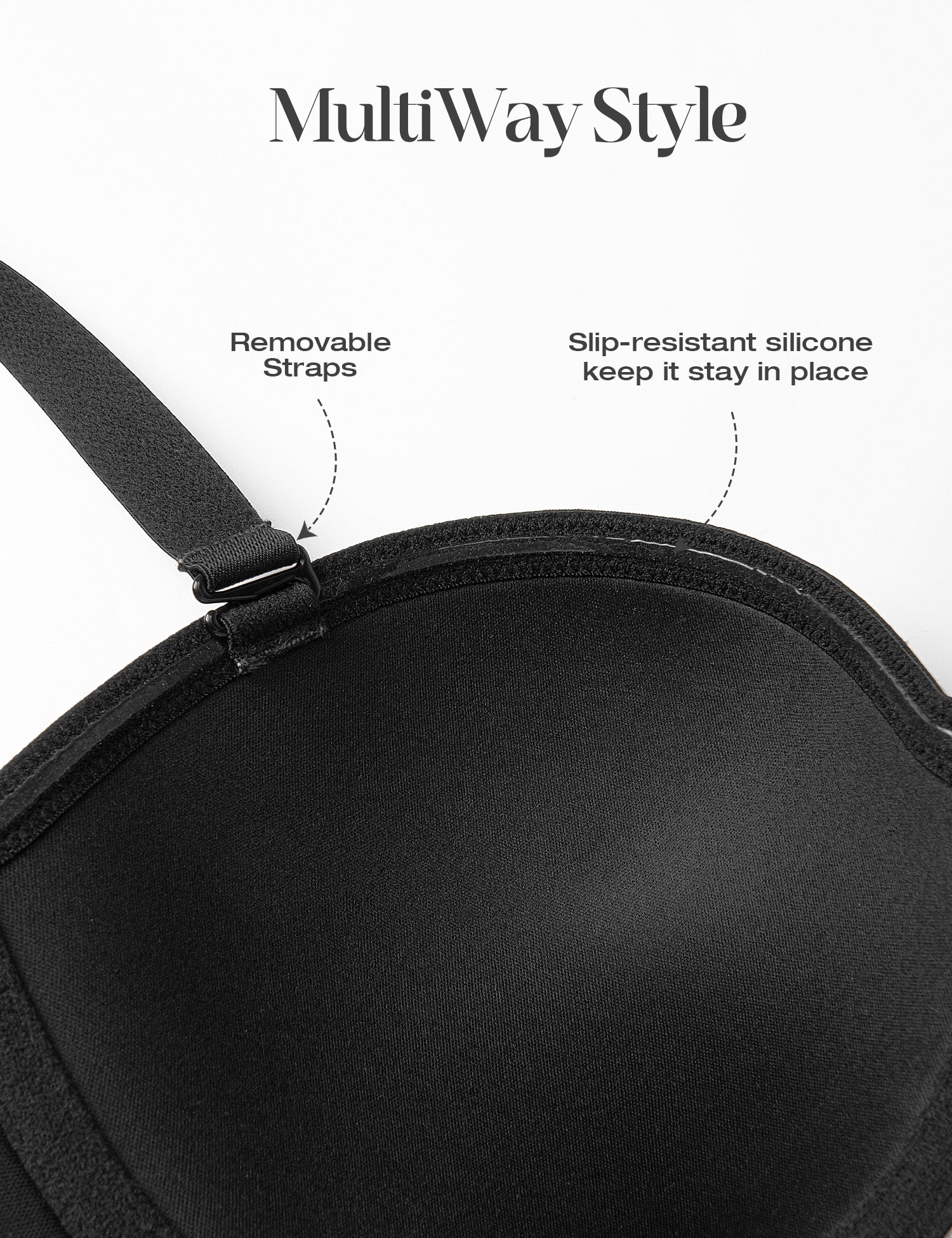 Wingslove Women's Strapless Full Figure Bra Underwire Multiway Contour Plus Size Bra Black