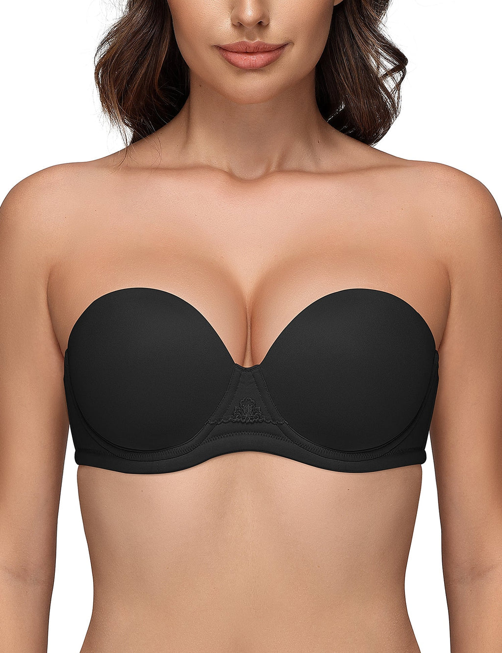 Wingslove Women's Strapless Full Figure Bra Underwire Multiway Contour Plus Size Bra Black