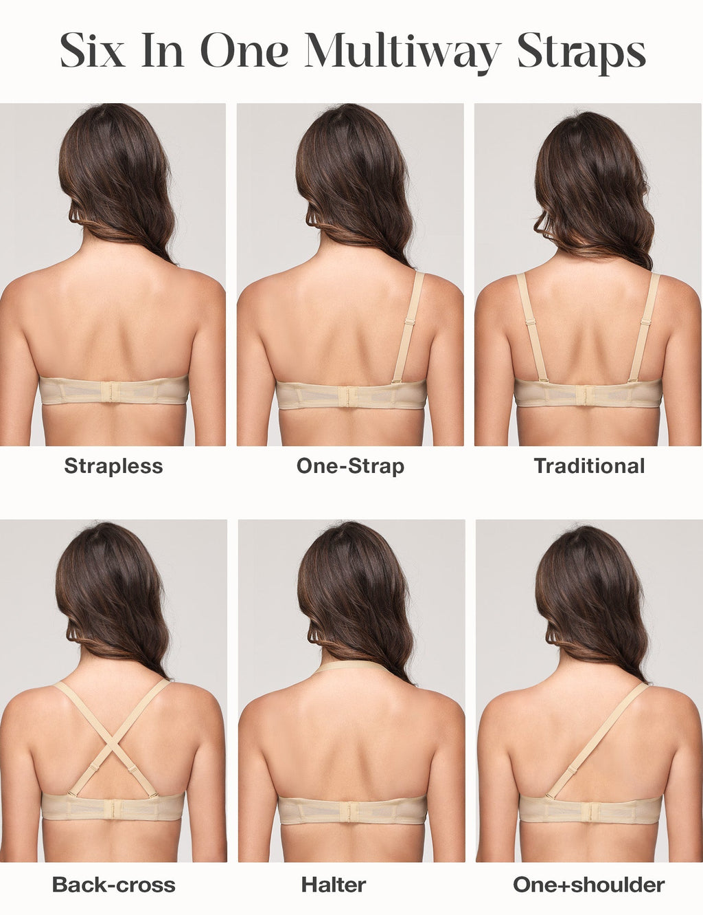 Wingslove Women's Strapless Full Figure Bra Underwire Multiway Contour Plus Size Bra Nude