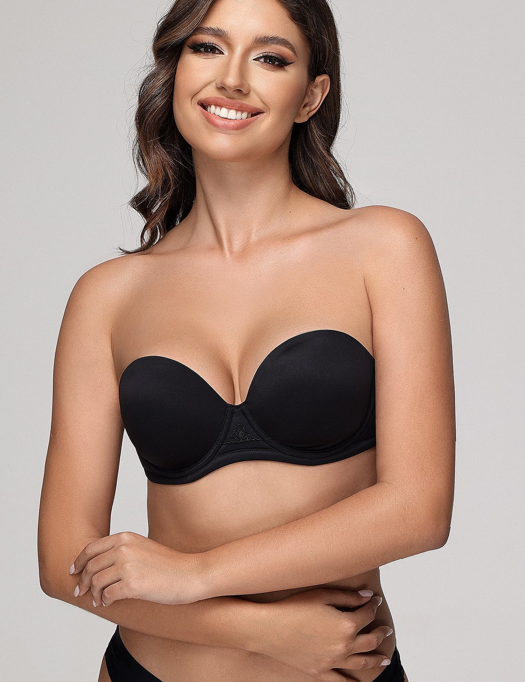 Wingslove Women's Strapless Full Figure Bra Underwire Multiway Contour Plus Size Bra Black