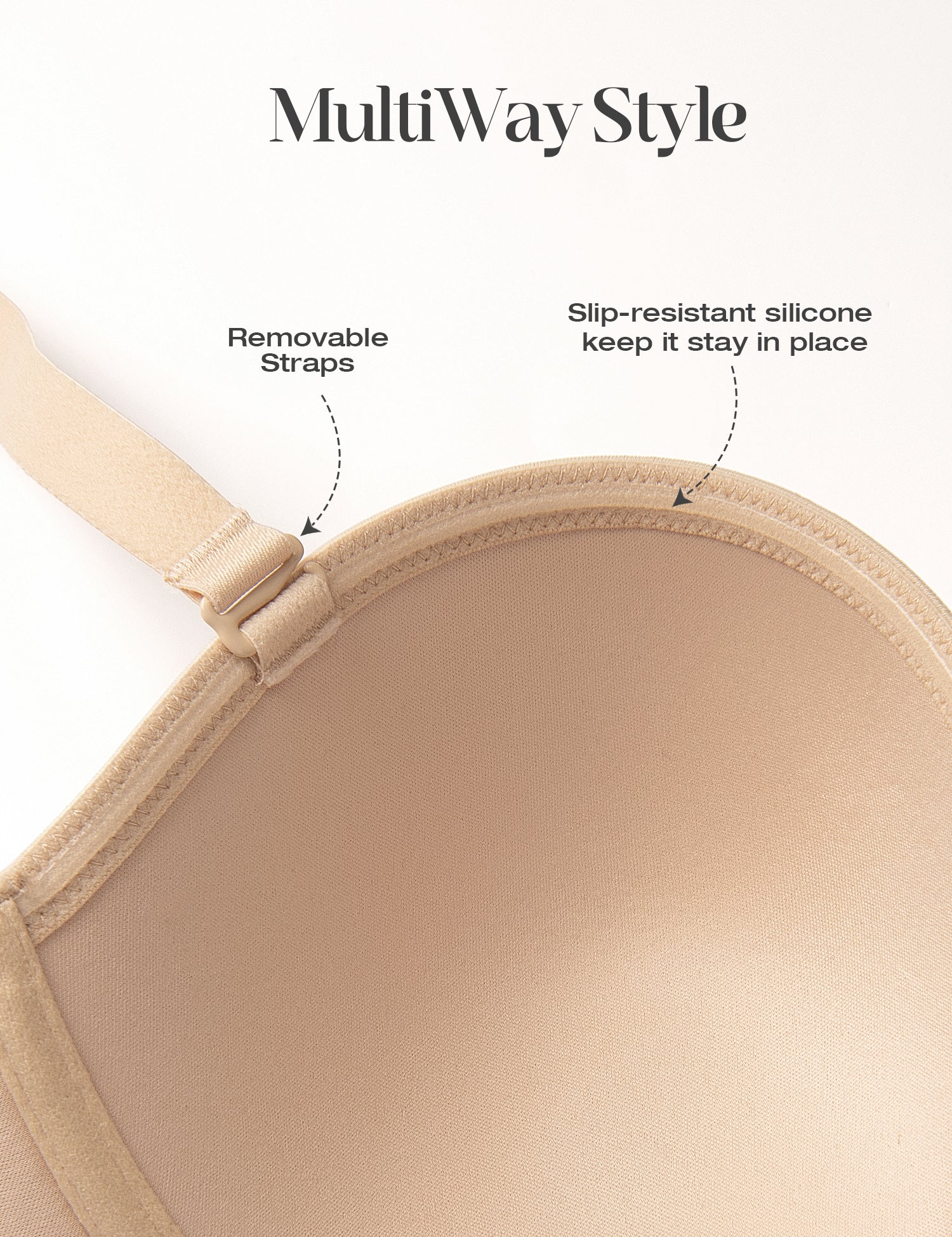 Wingslove Women's Strapless Full Figure Bra Underwire Multiway Contour Plus Size Bra Nude