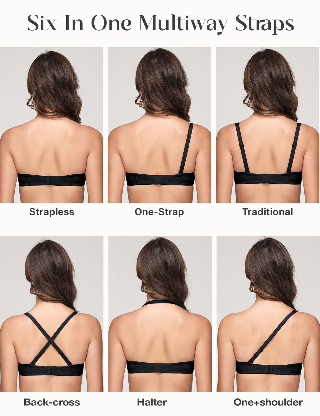 Wingslove Women's Strapless Full Figure Bra Underwire Multiway Contour Plus Size Bra Black