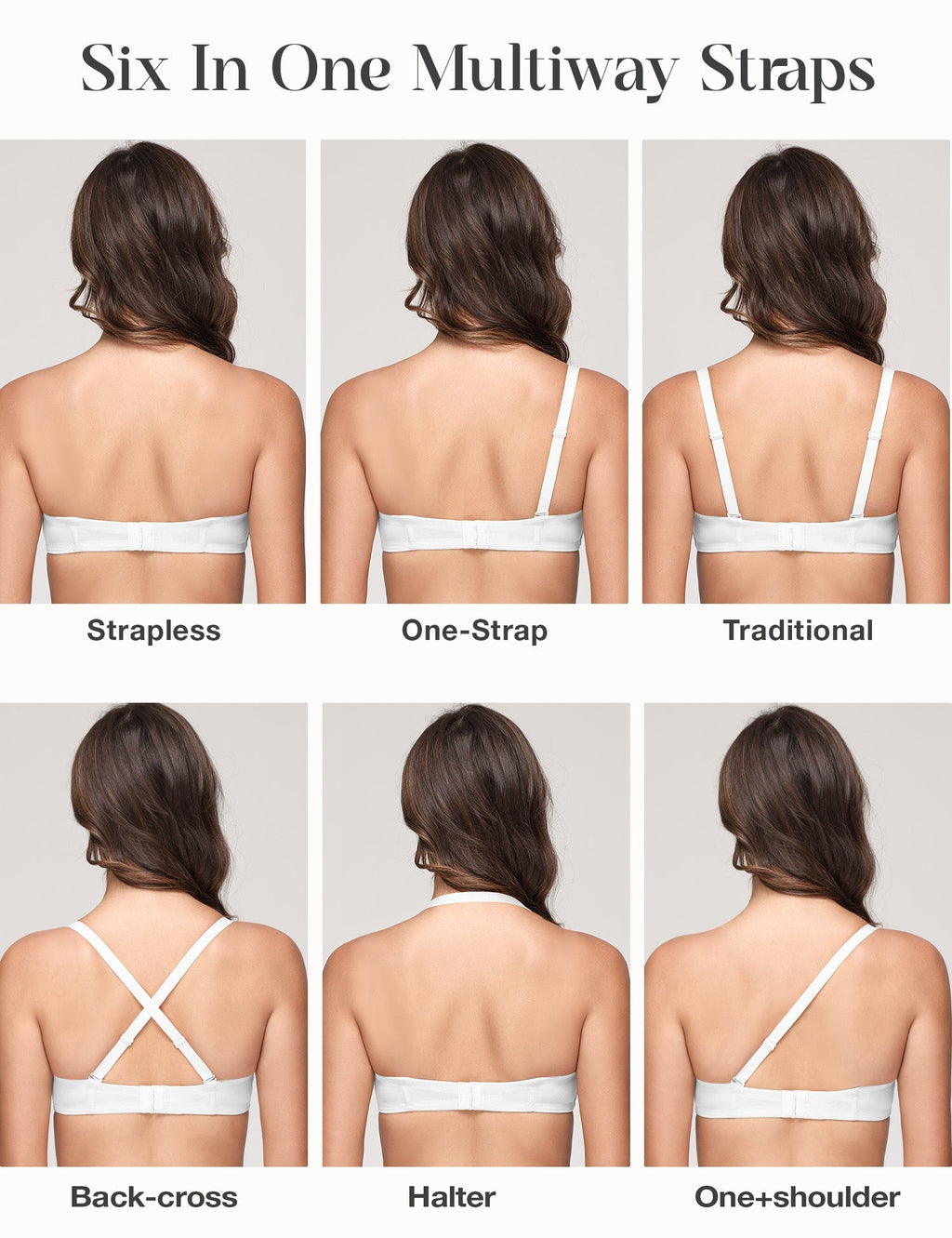 Wingslove Women's Strapless Full Figure Bra Underwire Multiway Contour Plus Size Bra White