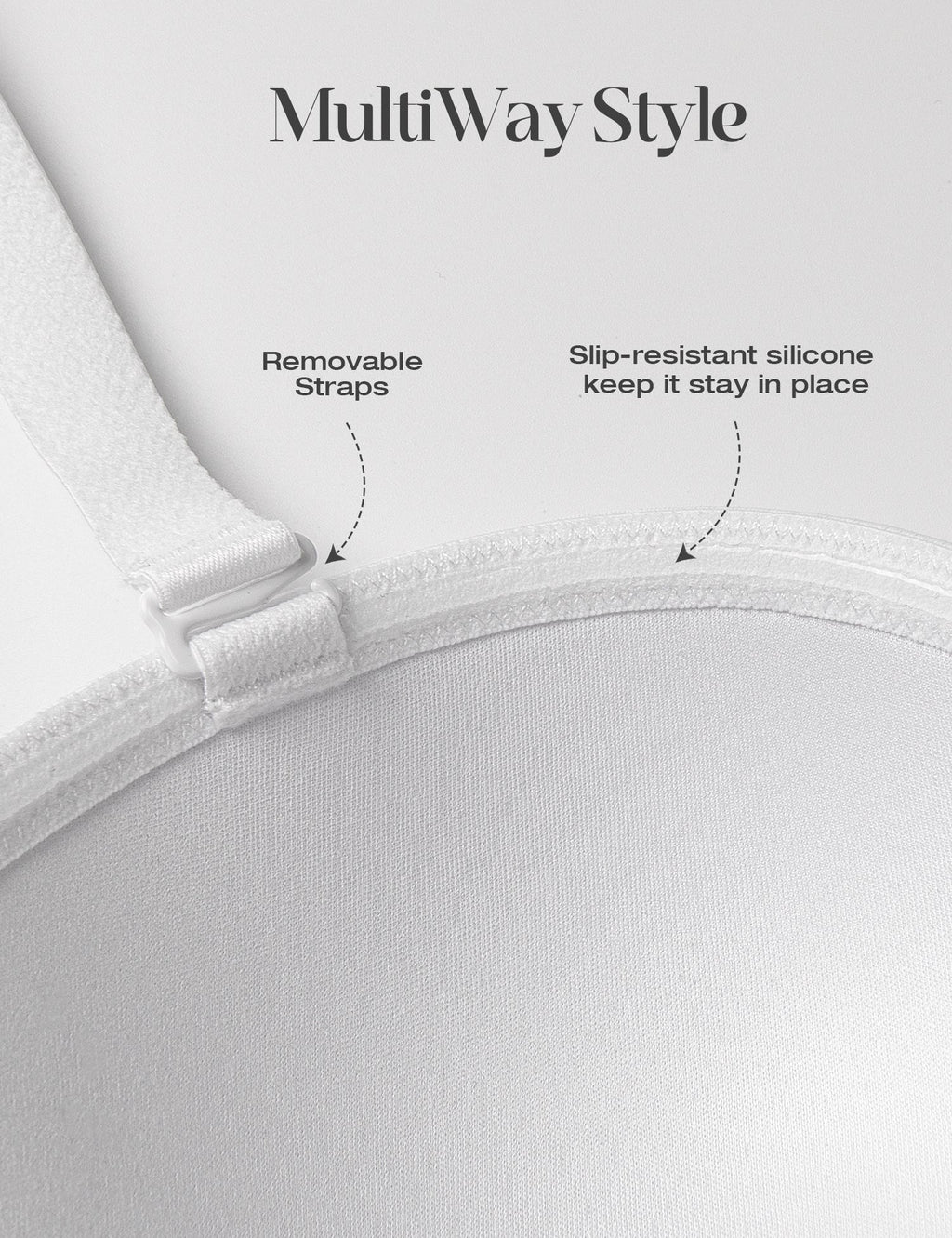 Wingslove Women's Strapless Full Figure Bra Underwire Multiway Contour Plus Size Bra White